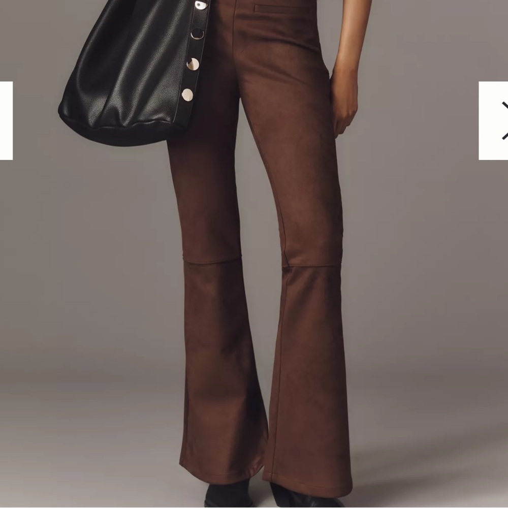 Anthropologie NWT FAUX-SUEDE FLARE PANTS